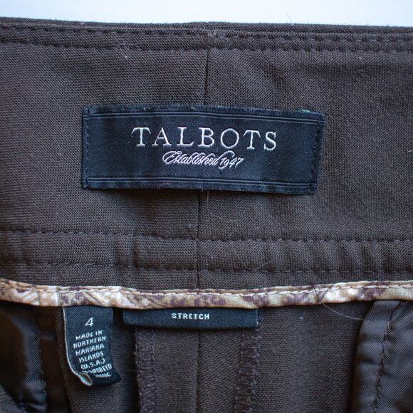 Talbots Stretch Brown Straight Fit Dress Pants Size 4 - Picture 7 of 9